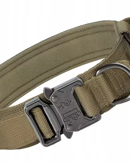 Profesionalus taktinis šunų antskaklis su metaline sagtimi ir tvirtu pavadžiu 48-60 cm XL