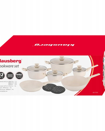 Puodų ir keptuvių rinkinys Klausberg KB-7959, 12 dalių, nelimpančia danga