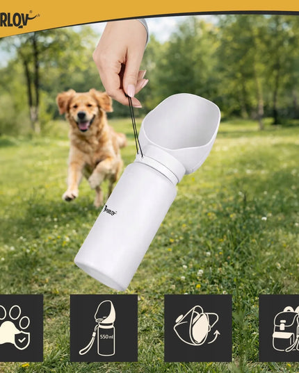 Purlov kelioninė šunų gertuvė 550 ml – nešiojama gertuvė su dubenėliu