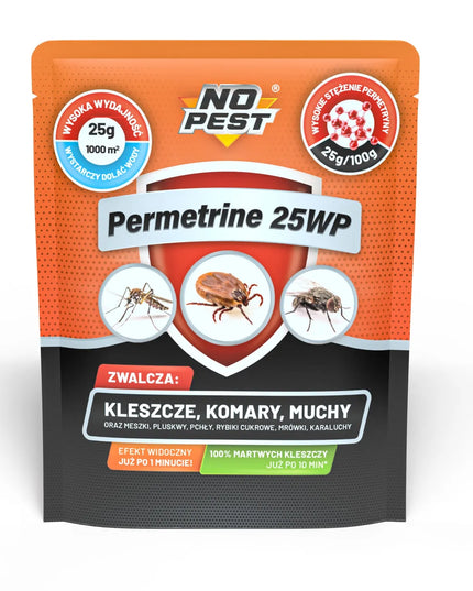 Purškiamas preparatas nuo erkių, uodų, musių, milteliai 25g permetrinas