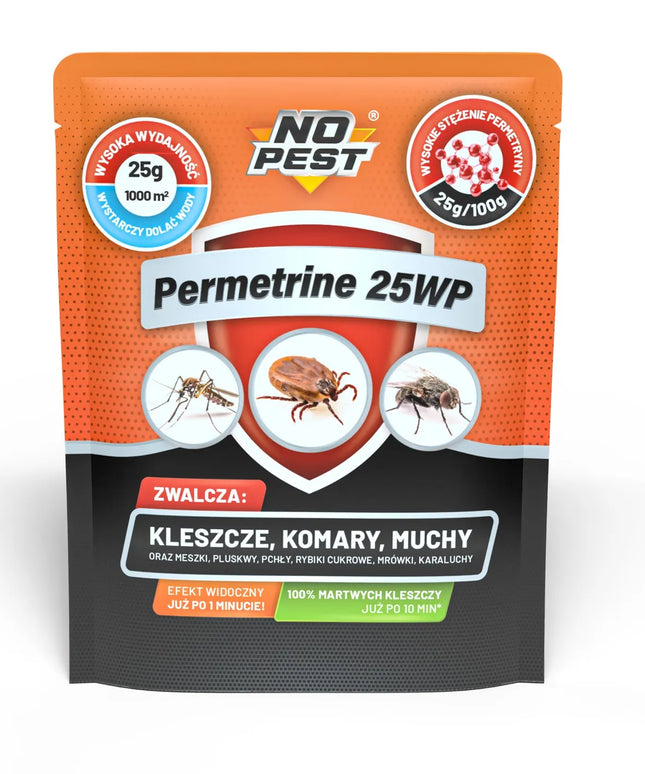 Purškiamas preparatas nuo erkių, uodų, musių, milteliai 25g permetrinas