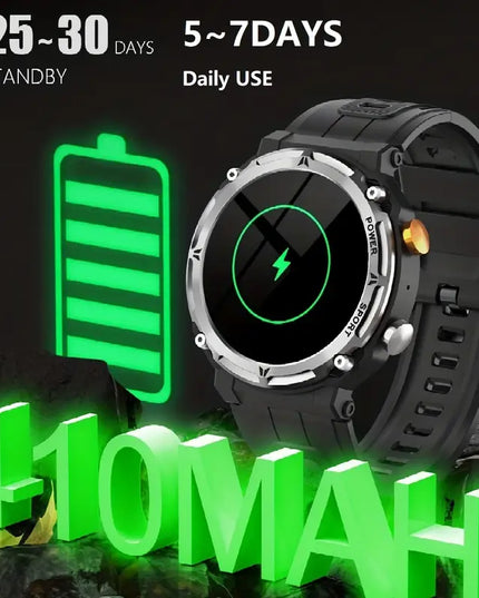 Atsparus vandeniui išmanusis laikrodis su skambučių funkcija, fitneso sekiklis vyrams, tinkantis iPhone ir Android