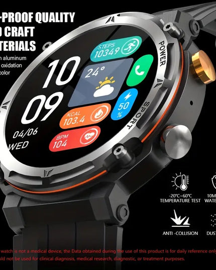 Atsparus vandeniui išmanusis laikrodis su skambučių funkcija, fitneso sekiklis vyrams, tinkantis iPhone ir Android