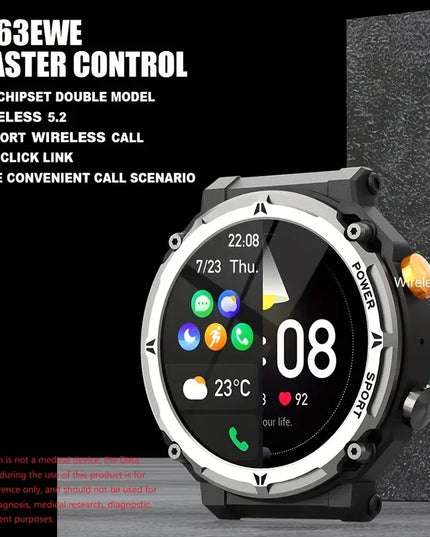 Atsparus vandeniui išmanusis laikrodis su skambučių funkcija, fitneso sekiklis vyrams, tinkantis iPhone ir Android