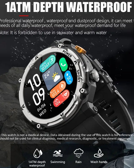 Atsparus vandeniui išmanusis laikrodis su skambučių funkcija, fitneso sekiklis vyrams, tinkantis iPhone ir Android