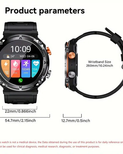 Atsparus vandeniui išmanusis laikrodis su skambučių funkcija, fitneso sekiklis vyrams, tinkantis iPhone ir Android