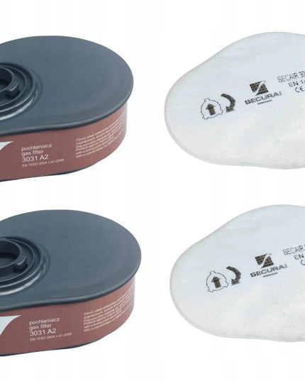 Pusmaskė SECURA 3100 CHEM silikoninė + filtrai A2 + P3