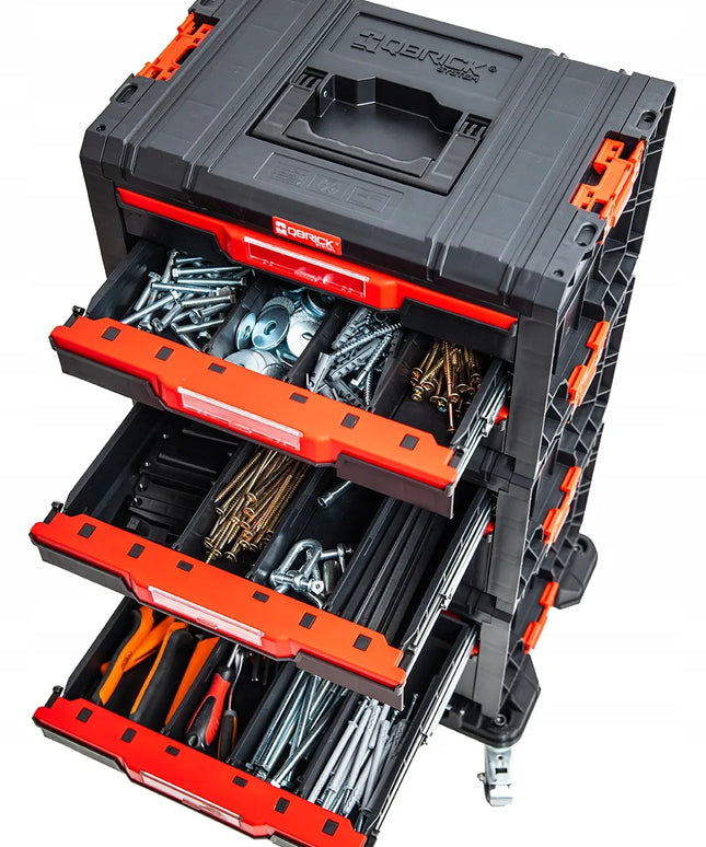 QBRICK SYSTEM PRO Drawer Workshop Set 1 2.0 įrankių dėžių rinkinys su ratukais