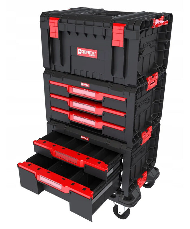QBRICK SYSTEM PRO Drawer Workshop Set 2 2.0 mobilioji įrankių dėžė su ratukais