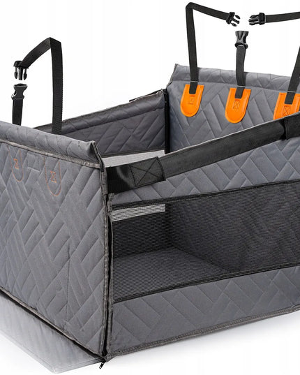 Ragi standi autokėdutė šunims – didelis bei stabilus transporteris ir kilimėlis į automobilį