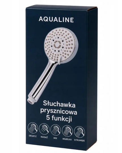 Rankinė dušo galvutė Aquaparts, 5 funkcijos, chromuota, apsauga nuo kalkių, 1/2 colio