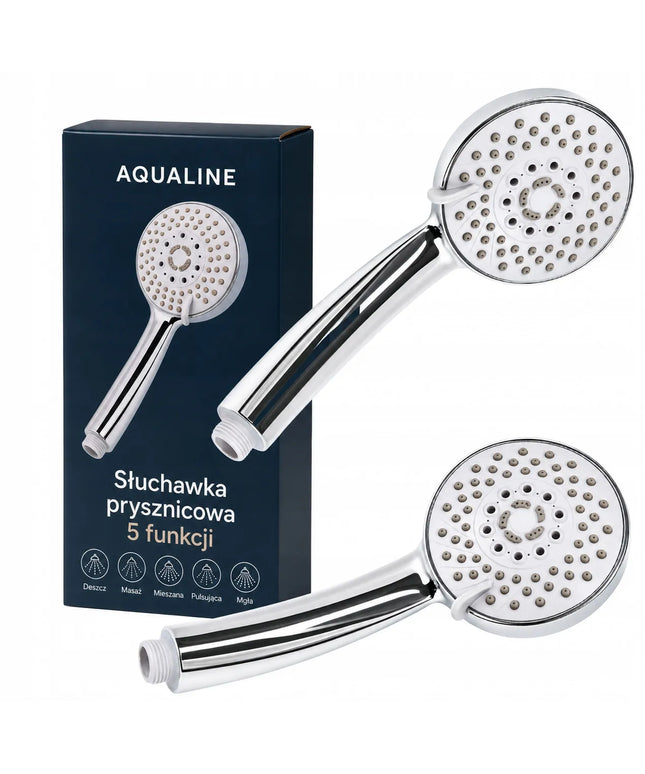 Rankinė dušo galvutė Aquaparts, 5 funkcijos, chromuota, apsauga nuo kalkių, 1/2 colio