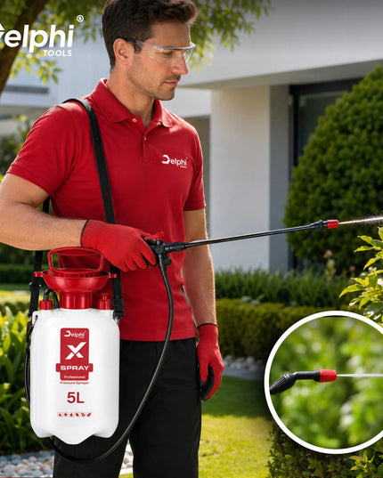 Rankinis 5 L slėginis purkštuvas, skirtas augalams, su 95 cm lancetu