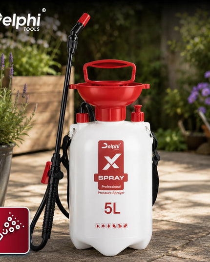 Rankinis 5 L slėginis purkštuvas, skirtas augalams, su 95 cm lancetu