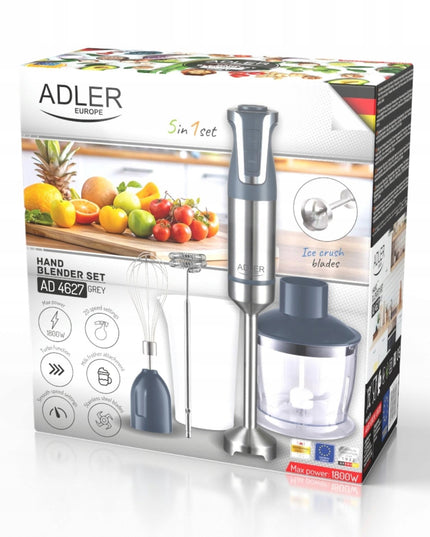 Rankinis blenderis Adler CR – 1800W, 20 greičių nustatymai + Turbo, su smulkintuvu, plaktuvu ir pieno putų gaminimo funkcija