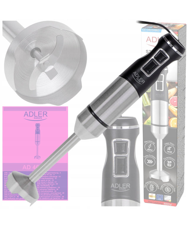 Galingas rankinis blenderis Adler AD 4628 – 1900W, Turbo funkcija, ledo smulkinimas, tylus veikimas