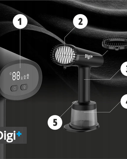 Rankinis drabužių garintuvas, garinis lygintuvas Digi+ G1 1800W, juodas