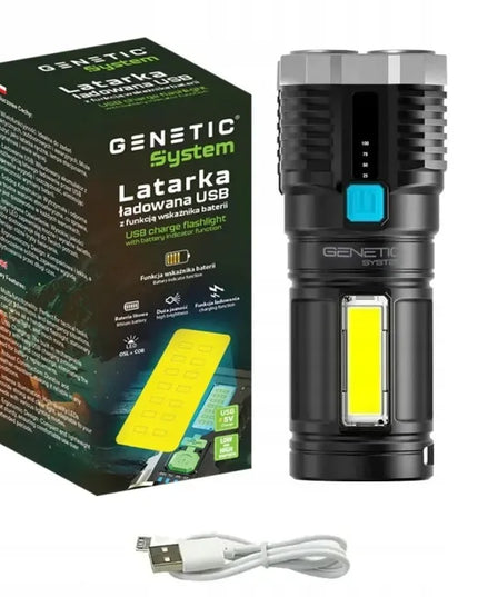 Rankinis LED prožektorius, daugiafunkcis, taktinis, kariškas, kraunamas USB