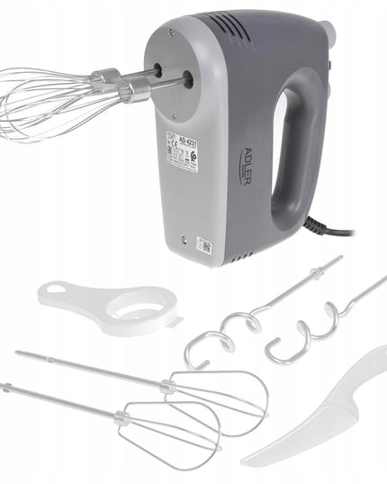 Rankinis mikseris Adler AD4231 – 750W, 5 greičiai + TURBO, nerūdijančio plieno priedai, su papildomais aksesuarais