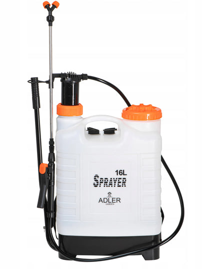 Rankinis slėginis kuprinės tipo purkštuvas 16L, ilgas purškimo antgalis 83 cm, žarna 115 cm