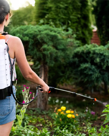 Rankinis slėginis kuprinės tipo purkštuvas 16L, ilgas purškimo antgalis 83 cm, žarna 115 cm
