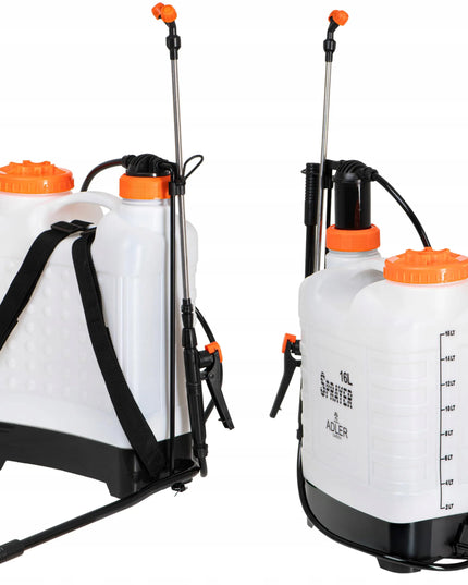 Rankinis slėginis kuprinės tipo purkštuvas 16L, ilgas purškimo antgalis 83 cm, žarna 115 cm