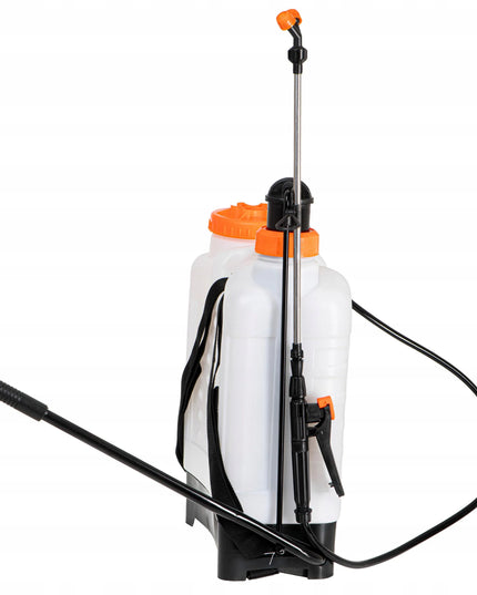 Rankinis slėginis kuprinės tipo purkštuvas 16L, ilgas purškimo antgalis 83 cm, žarna 115 cm