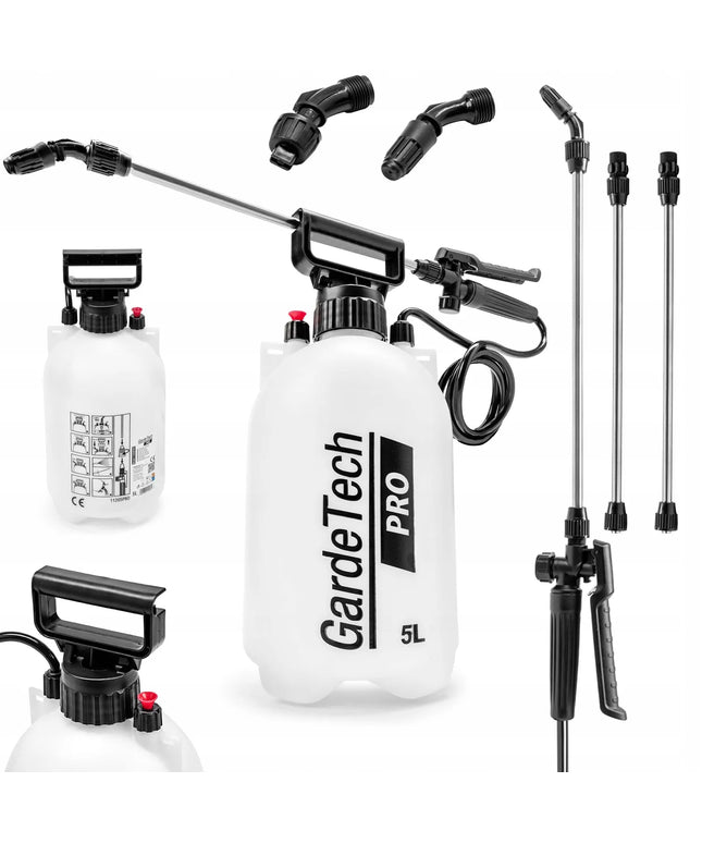 Rankinis slėginis purkštuvas 5L GardeTech PRO, ilgas plieninis antgalis 128cm