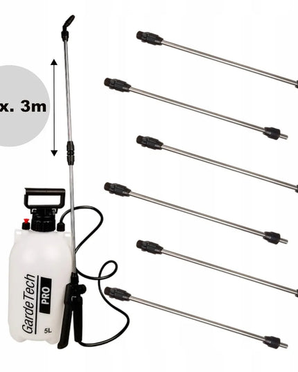 Rankinis slėginis purkštuvas 5L GardeTech PRO, ilgas plieninis antgalis 128cm