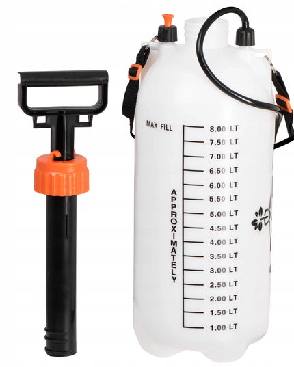 Rankinis slėginis purkštuvas 8 l su reguliavimu, ilga 82 cm lancetė, 125 cm žarna