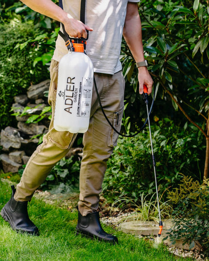 Rankinis slėginis purkštuvas 8 l su reguliavimu, ilga 82 cm lancetė, 125 cm žarna