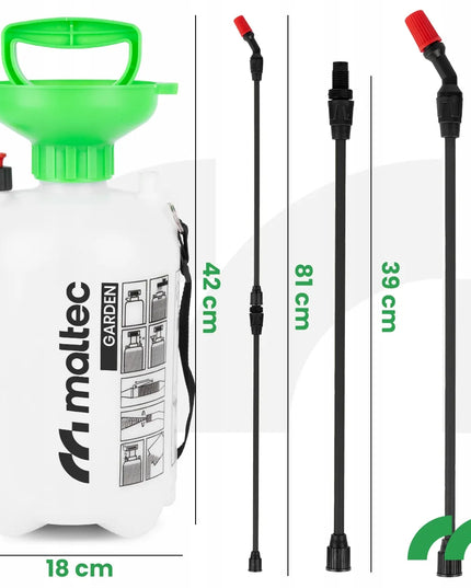 Rankinis sodo slėginis purkštuvas 5L su reguliuojamu purkštuku ir 81 cm ietimi