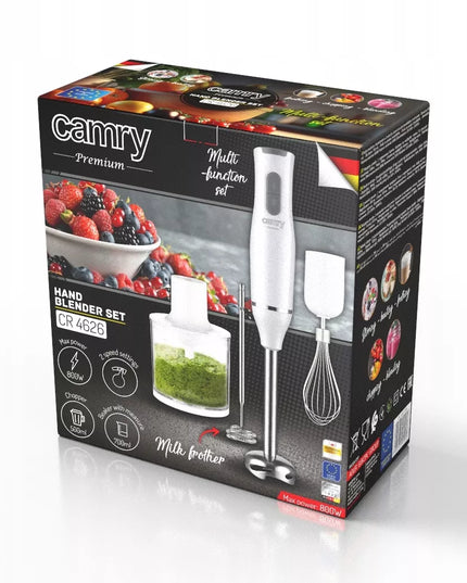 Rankinis trintuvas Camry CR 4626 – rinkinys su smulkintuvu, plakikliu ir pieno putų plakikliu