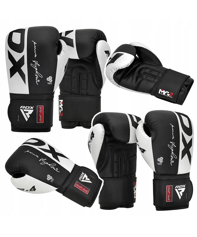 RDX REX F4 bokso pirštinės, juodos ir baltos spalvos, 12oz