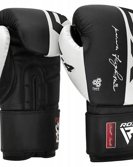 RDX REX F4 bokso pirštinės, juodos ir baltos spalvos, 12oz