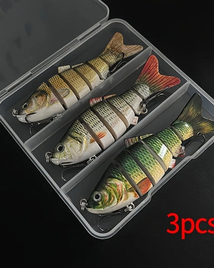 3 vnt. Realistiški Segmentiniai Žvejybos Masalai – Skęstantys, 10 cm, 6 Dalių, Su Trigubais Kabliukais, Lydekoms, Upėtakiams, Starkiams, Ešeriams