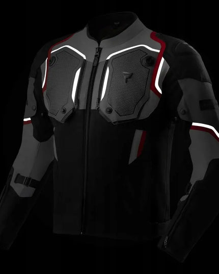 REBELHORN BORG II BLACK GREY RED vyriška tekstilinė motociklininko striukė