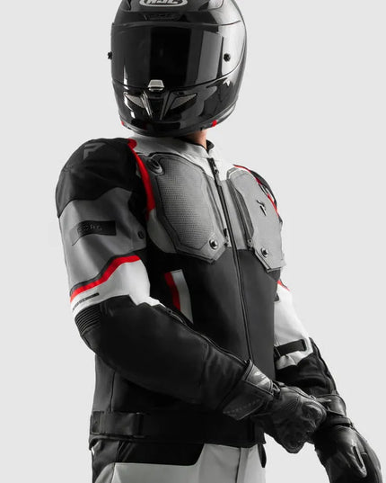 REBELHORN BORG II BLACK GREY RED vyriška tekstilinė motociklininko striukė
