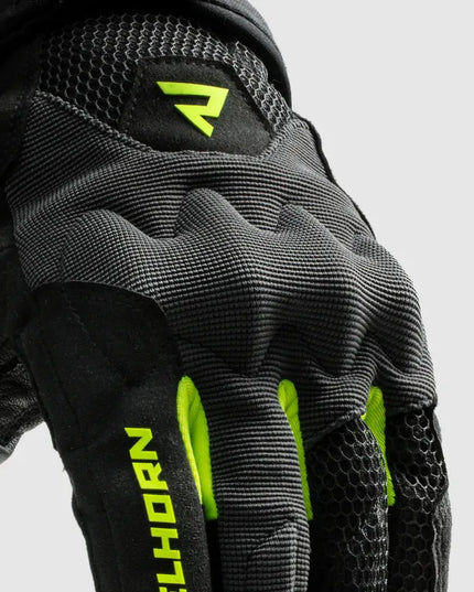 Rebelhorn Core Black Grey Fluo trumpos vasarinės motociklininko pirštinės, M dydis