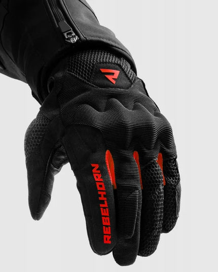 Rebelhorn Core Black Red vasarinės trumpos motociklininko pirštinės XL