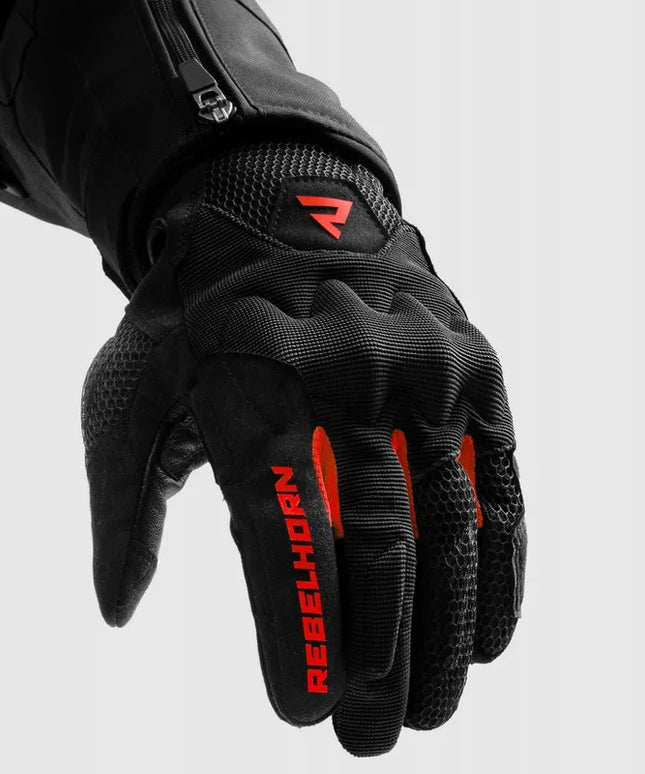 Rebelhorn Core Black Red vasarinės trumpos motociklininko pirštinės XL