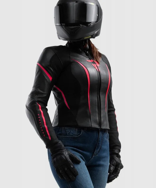 REBELHORN DIVA ST BLACK PINK moteriška odinė motociklininko striukė 34