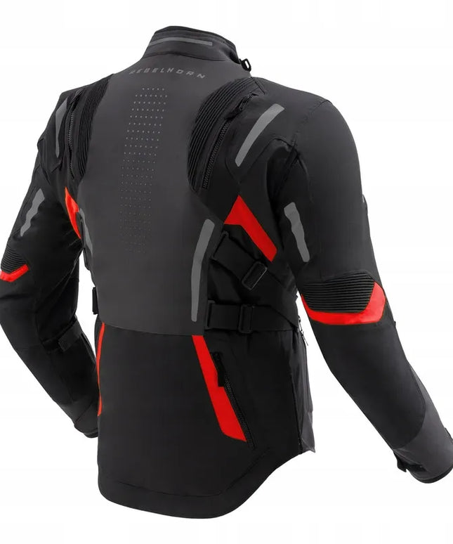 REBELHORN HIKER IV BLACK DARK GREY RED tekstilinė motociklininko striukė M dydžio
