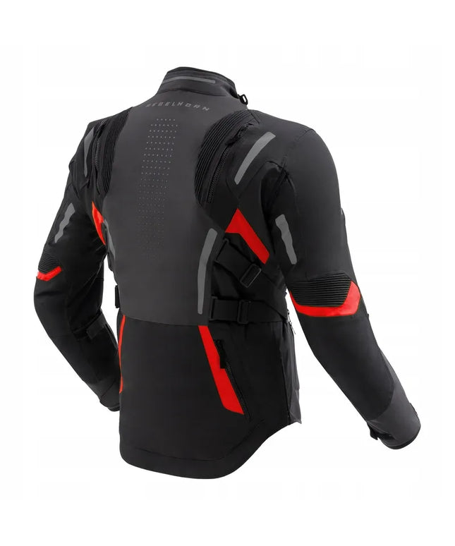 REBELHORN HIKER IV BLACK DARK GREY RED tekstilinė motociklininko striukė M dydžio