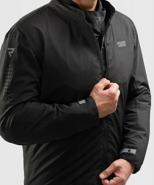 REBELHORN HIKER IV BLACK DARK GREY RED tekstilinė motociklininko striukė M dydžio