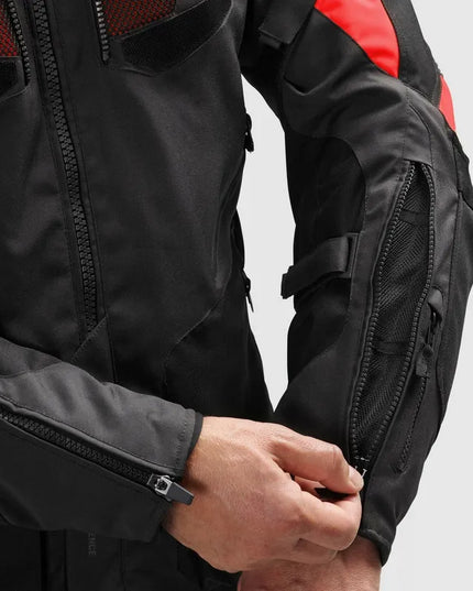 REBELHORN HIKER IV BLACK DARK GREY RED tekstilinė motociklininko striukė M dydžio