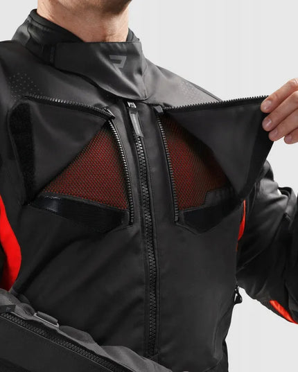 REBELHORN HIKER IV BLACK DARK GREY RED tekstilinė motociklininko striukė M dydžio