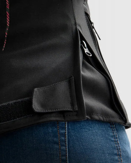 Rebelhorn Jax Lady moteriška tekstilinė motociklininko striukė, juoda/raudona