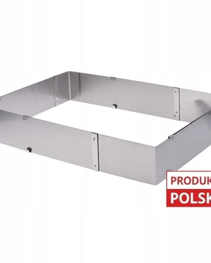 Reguliuojama stačiakampė kepimo forma, 6 cm aukščio, nerūdijančio plieno