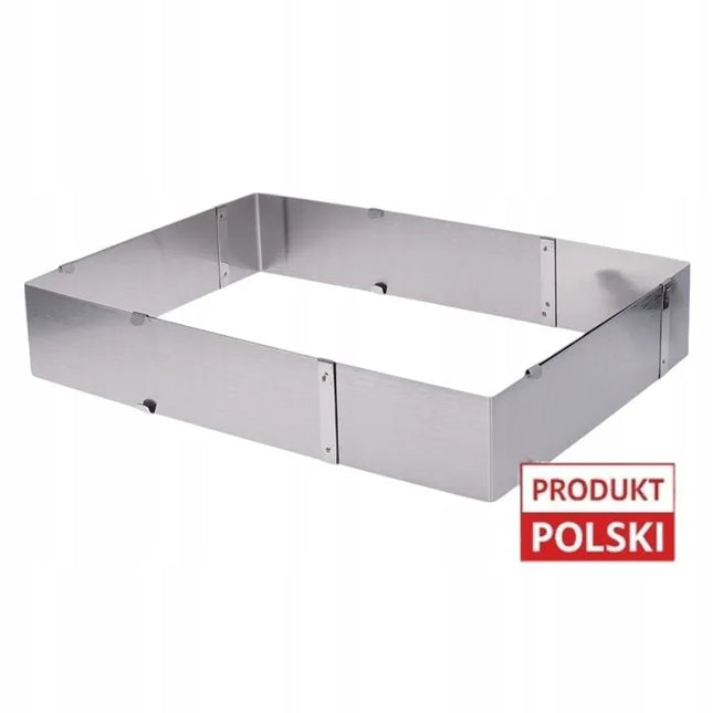 Reguliuojama stačiakampė kepimo forma, 6 cm aukščio, nerūdijančio plieno